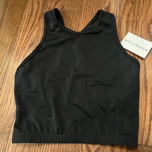 Brand new Weissman Longer Length Crop Top. Small Adult. Black.